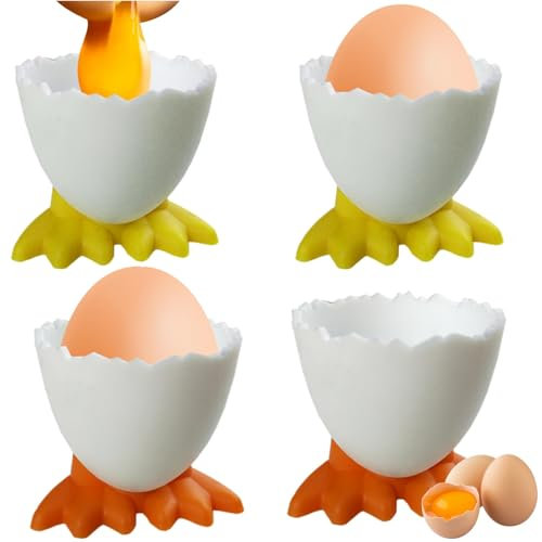4 Pièces Coquetier Oeuf Enfant Rigolo, Support Oeuf A Coque Cuisson, Tasse Oeuf À Coque De Dessin Animé, Porte Œufs À Coque, Coquetier Amusant Petit-Déjeuner, Coquetier De Pattes De Poulet Cuisine