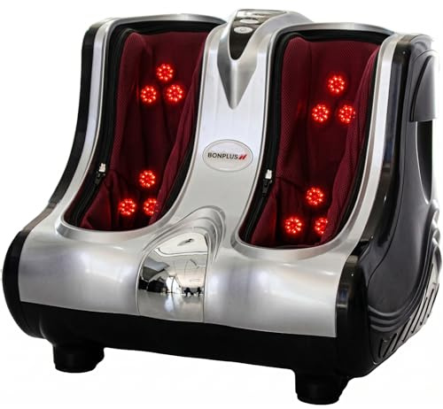 Bonplus BP Fuß- und Beinmassagegerät mit Wärme, Shiatsu-Fußmassagegerät, tiefe Gewebemassage, 3 Intensitätsstufen, Wärmefunktion, verbesserte Durchblutung