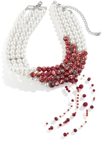 WEITAPYT Halloween Halskette Tropft Blut Gefälschte Perlen Halloween Party Halsband Halskette Vampir Party Kostüm