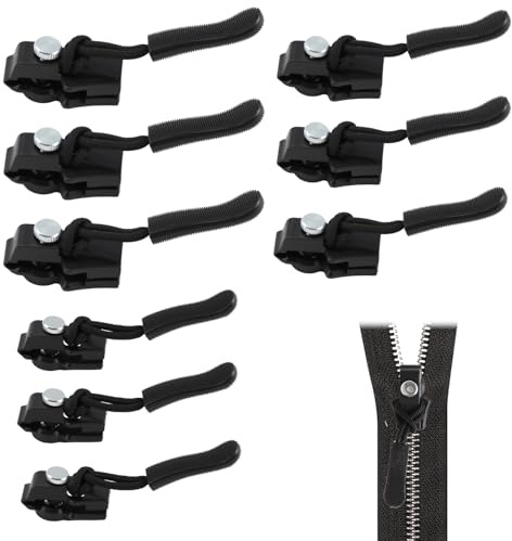 9 PCS Zip Repair Kit, 3 Sizes Replacement Zipper Puller Instant Zip Fixer Slider Removable Universal Zip Replacement for Luggage Backpacks Coats Jackets Jeans Sewing - Black