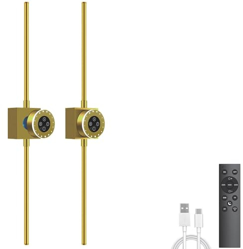 Akku Wandleuchte Innen Gold Touch Fernbedienung Dimmbar für Schlafzimmer | 78.5CM Lang Abnehmbar 6000 mAh Batterie USB Aufladbare Kabellos 360° Drehbarer Timer Tragbar Wandbeleuchtung für Wohnzimmer