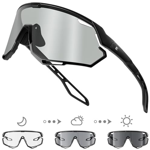 Bircenpro Photochromic Sports Cycling Glasses: Lightweight UV400 Protection Sunglasses for Men Women Outdoor Running MTB
