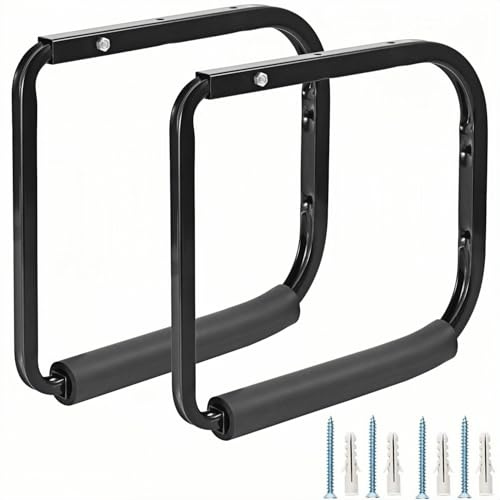 Heavy Duty Ladder Hooks, Wall Mount Storage Brackets, Lockable Universal Outdoor Storage Rack (275 x 250mm, Black)