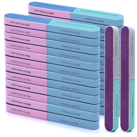 NVGFTG Set di 30 lime per unghie naturali, multidimensionali | Lima per unghie colorata, 7 in 1, per unghie e unghie in gel, per saloni di bellezza e cura delle unghie a casa