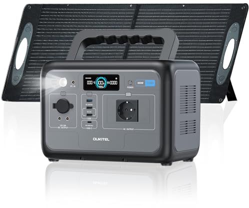 OUKITEL P800 Estación de Energía Portátil 800 W con 100W Solarpanel, Generador Solar con Batería Lifepo4 512 Wh, Generador con Salidas USB A Y C, Potencia Máxima de 1600 W, Ideal Para Acampadas