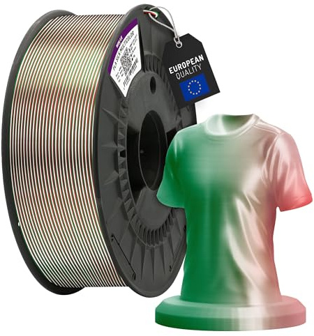 WINKLE Filamento PLA Silk 1.75mm 1kg Verde, Bianco e Rosso, Stampante 3D | Tricolor Finitura Bandiera Messico, Italia, Algeria, Precisione Dimensionale +/- 0.03mm, Edizione Mondiali 2026