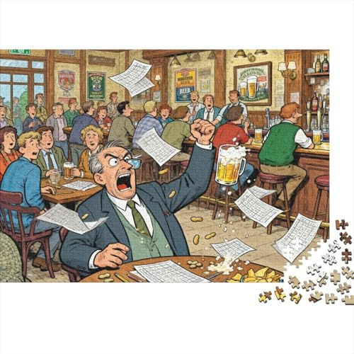 Pub Quiz Night Meltdown Wooden Jigsaw Puzzle Waterproof 1000 Piece Puzzles for Adults Colourful Educational Games