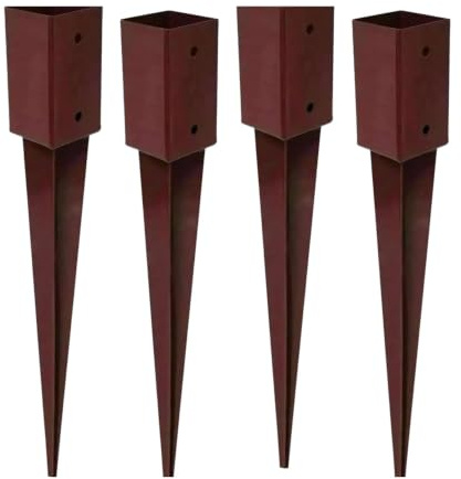 ALAYSTAR Pack of 4 Heavy Duty Fence Post Holders 75mm x 75mm x 750mm, Powder Coated Steel Fence Post Spikes, Metal Ground Support Stakes for Fencing, Garden Posts and Outdoor Structures (4 PACK)