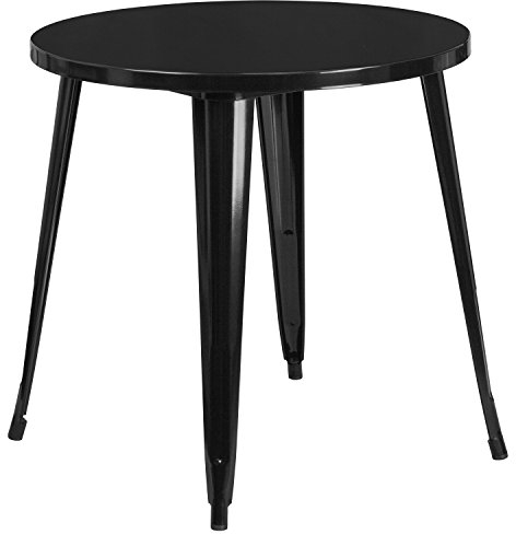 Flash Furniture Jeffrey Tisch für Innen- und Außenbereich, 76,2 cm, rund, Metall, Schwarz