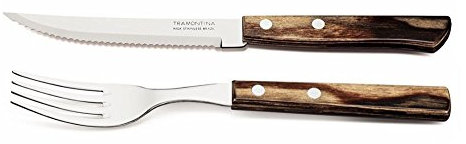 Tramontina Churrasco Riveted Steak Knife and Fork with Wooden Handles