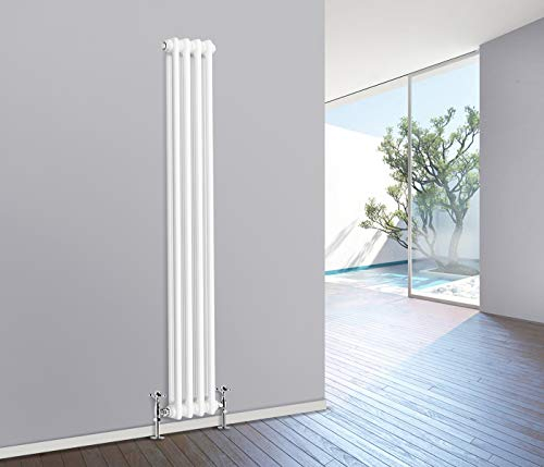 NRG 1800 x 200 mm Gloss White Vertical Cast Iron Radiator Double Panel