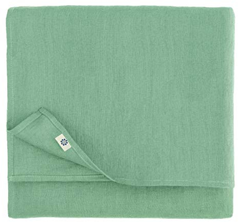 Linen & Cotton Tischdecke Stoff Tischtuch Tischwäsche Hygge -100% Leinen, Mint Grün (140 x 250 cm) Festlich Rechteckig für Home Küche Esstisch Restaurant Hotel Cafe Party Deko
