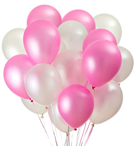 Rosa und weiße luftballons - 100% Reiner NATURLATEX - Premium Qualität - Latex Party Ballons - Metallic Ballon - Geburtstag Dekoration - Bunte Luftballons 50