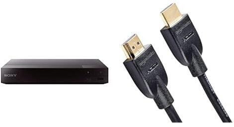 Sony BDPS1700B.EC1 Lecteur DVD Blu-Ray Wi-FI Noir & Amazon Basics Câble HDMI 2.0 Haut débit Compatible Ethernet / 3D / Retour Audio [Nouvelles Normes] 3 m
