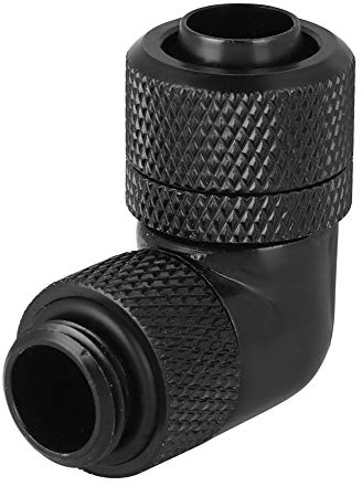 Diyeeni Wasserkühlungsanschluss G1/4-Gewinde, 90 Grad, rechtwinkliger Winkel, für Computer-Wasserkühlungssystem (Schwarz, 3.7 cm)