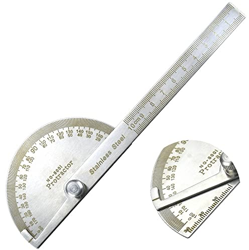 XAVSWRDE Winkelmesser Gradmesser aus Edelstahl Universal Winkellineal Drehwinkelmesser 180 GradWinkellineal mit Schwenkarm für Schüler, Ingenieur, Architekturdesign, Tischlerei