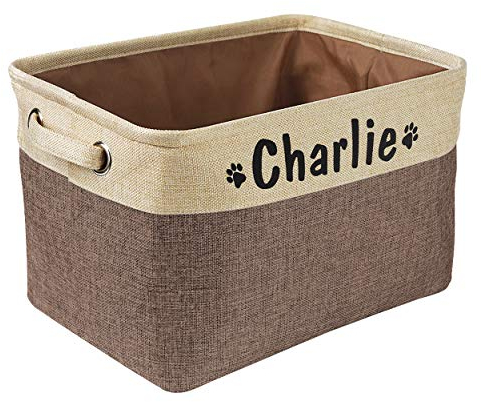 PET ARTIST Zusammenklappbarer Aufbewahrungskorb für Hundespielzeug mit personalisiertem Namen des Haustiers – rechteckige Aufbewahrungsbox für Hundespielzeug Hundemäntel Hundebekleidung und Zubehör