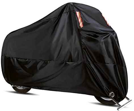 WinPower Housse Moto Couverture Imperméable Résistant au Vent Anti poussière Pluie UV Intérieur Plein air Protection avec Trous Serrure Sac Rangement Supplémentaire 295 x 110 x 140cm
