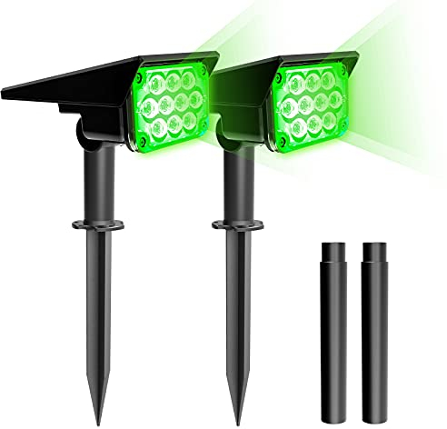 T-SUN 2 Piezas Luces Solares Exteriores, Impermeable IP65 Jardín Lámpara de Camino de Paisaje LED Luz Verde, Iluminación Decorativa Solar Para Porche Patio Césped Pasillo Terraza Camino. (Verde)