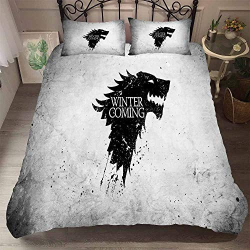 Kinder Bettbezug Set Single Game of Thrones Bettwäsche-Set Trösterbezug Cartoon Tagesdecke Für Kinder Mit Kissenbezug,Weicher Reißverschluss (200 x 200 cm,Habe 01)