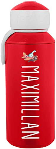 EZYshirt® Niedlicher fliegender Dino Personalisierte Trinkflasche mit Pop-Up Verschluß