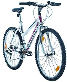 Multibrand PROBIKE 6th Sense 26 Zoll Mountainbike 18 Gang, Mädchen-Fahhrad & Damen-Fahhrad geeignet ab 155 cm - 175 cm (Weiß glänzend rosa)