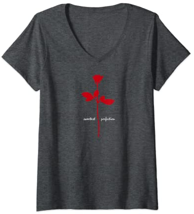 Damen Süßeste Perfektion: Rot-weißes Design T-Shirt mit V-Ausschnitt