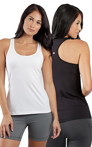 90 Degree By Reflex - Power Flex Racerback Tank Top, Klassisches Weiß/klassisches Schwarz, S