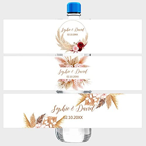 CECE&COLE 60pcs adesivi personalizzati per bottiglia di acqua di nozze-500ml nome personalizzato & etichette data di nozze per festa di addio al nubilato, compleanno, anniversario di matrimonio