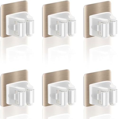 XIANGLONGY 6 Pezzi Portascope da Muro Appendibile Forte Autoadesivo Non c'è Bisogno di Punzonare per Bagno, Cucina, Balcone e Garage