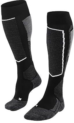FALKE Damen Skisocken SK2 Intermediate Vegan W Kh Lyocell Funktionsmaterial warm dick 1 Paar, Schwarz Black-Mix 3010, 37-38