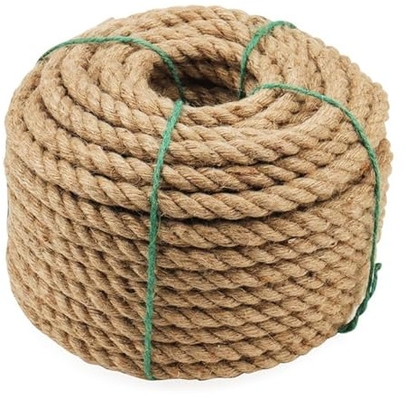 ZEONHAK Corda di iuta spessa 13 mm, 30 m, corda di canapa ritorta nutrizionale per artigianato da giardino, tiragraffi
