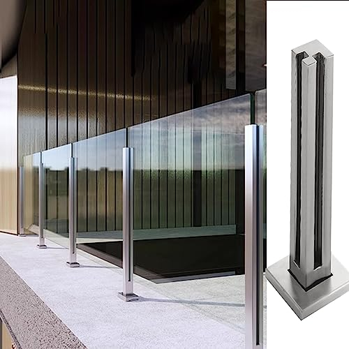 Glas Geländerpfosten Glashalter Edelstahl Abstandshalter Für Geländer Aus Gehärtetem Glas Paneel-Balustradenpfosten W / Schlitz, Terrasse Patio Tümpel Flure Treppe Zaunpfahl Quadrat 125 115 105 95 85