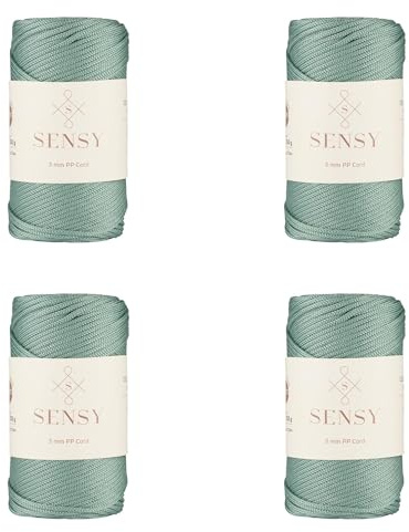 S Sensy - Salbei 3MM Premium Polypropylen Makramee-Kordel 4 Stück, 120m