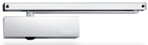 Geze Türschließer TS 5000 silber mit Gleitschiene und Montageplatte EN 2-6 für einflügelige Türen bis 1400 mm Flügelbreite mit Öffnungsdämpfung- 28,7x4,7x6cm