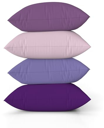 ggaimwf Einfarbig Leinenkissenbezüge Kissen Lila für Sofa Violett Gradient Kissen für das Bett Lavendel Manor Farbe Handgefertigt Quadrat Kissenhüllen mit unsichtbarem Reißverschluss, 50x50cm, 4er-Set