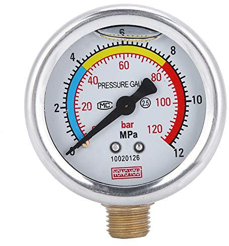 Pressure Gauge, Swimming Pool Sand Filter Oilimmersed Fit for 30 40 60 Type Pump G1/4 Pressure Gauge Waterproof for Swimming Pool Filter Pump Spa Pressure Test