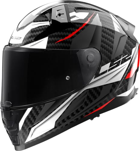 LS2, Integraler Motorradhelm VECTOR II CARBON SAVAGE White Red Grey, M