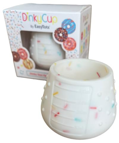 EasyTots DinkyCup 50ml | Open Re-Balancing Baby Cup | BPA Free Silicone | Use from 4 to 18 Months | Extra Small for Tiny Hands and Mouths | Perfect Weaning Sippy Cup (Sprinkles, 1 Pack)