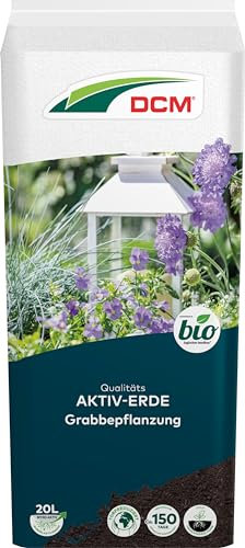 DCM AKTIV Erde Grabbepflanzung - Spezialerde - hochwertiger Schwarztorf - Mit organischem Dünger - Mit Mykorrhiza-Pilzen - Torfreduzierte Pflanzenerde - Bio - 20 L