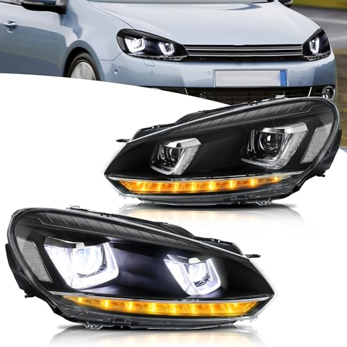 VLAND Scheinwerfer Kompatibel für Golf 6 MK6 TSI Halogen 2008-2013 (Nicht für TDI/GTI/R), 1 Satz (Regulär)