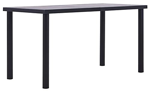 Rantry Esstisch Schwarz und Grau Zement, 140 x 70 x 75 cm aus MDF, Gartentisch, Terrassentisch, Esstisch, Gartentisch, Outdoor-Tische