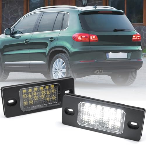 BHZNGD 3528 SMD-Nummernschildbeleuchtung, 12 V, 6000 K, kaltweiße Rückleuchten, Kennzeichenbeleuchtung, kompatibel mit VW für Golf 5 Tiguan Touareg MK1 Passat B5.5 für P/orsche C/ayenne, 2 Lampen