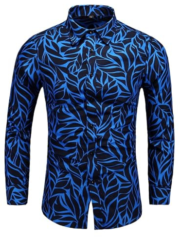 ZEMALON Kurzarm Herren Casual Mode Vintage Strandshirt Herren Persönlichkeit Trend Tops Herren Outdoor Urlaub Am Meer Hawaii Hemd Herren B-Sky Blue 7XL