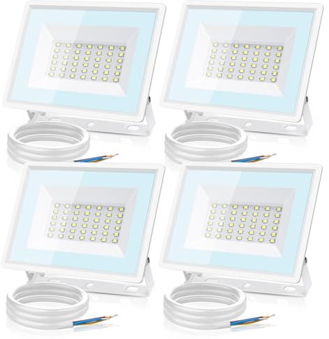 Aigostar Foco LED Exterior 30w,2510LM Foco Proyector LED,IP65 Impermeable Luz de Seguridad,Luz blanca 6500K Luces led exterior,Para Jardín,Patio,Garaje,Paquete de 4