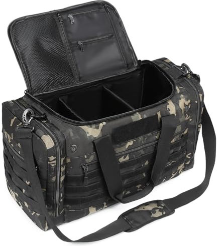 Sporttasche Herren 45L mit Schuhfach & Nassfach FRETHIND Reisetasche für Damen Wasserdicht- MOLLE Trainingstasche Klassische Badetasche für Sport, Fitness & Reisen (Camo)