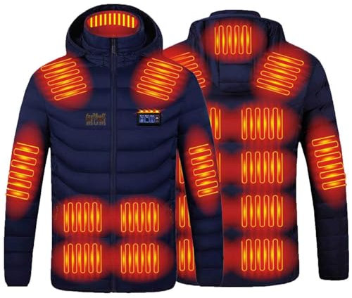 JIANGML 2024 Veste Chauffante Femme Homme Veste Chauffant USB Chaud Manteau Hiver Doudoune Veste Capuche avec 4 Niveaux de Chauffage 21 Zones Chauffé Imprimé pour Ski Pêche Randonnée (Sans Batterie)