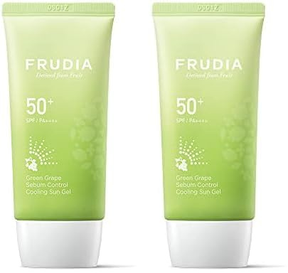 Frudia Gel refrescante con control de sebo de uva verde Sunscreen (Paquete de 2)