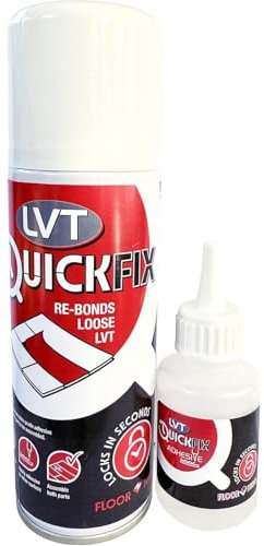 Floor Hero LVT QUICKFIX – Instant Re-Bonding for Loose LVT & Vinyl Flooring - Includes 1 x 200ml Spray and 1 x 50g Adhesive - Easy to Use, Strong and Bonds in Seconds (Cyanoacrylate Adhesive)