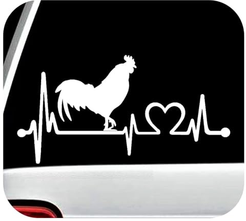 Rakelfix Herzschlag Hahn Henne Bauernhof Hühner Aufkleber Größe/Farbe ANPASSBAR Sticker Autoaufkleber